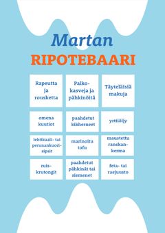 Martan soppapöytä -kampanjan ripotebaarin sisältöbingo.
