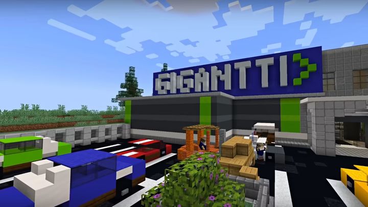 Herbalisti rakensi Minecraft-peliin tiiminsä kanssa kokonaisen Gigantti-kentän kierrätyspisteineen.