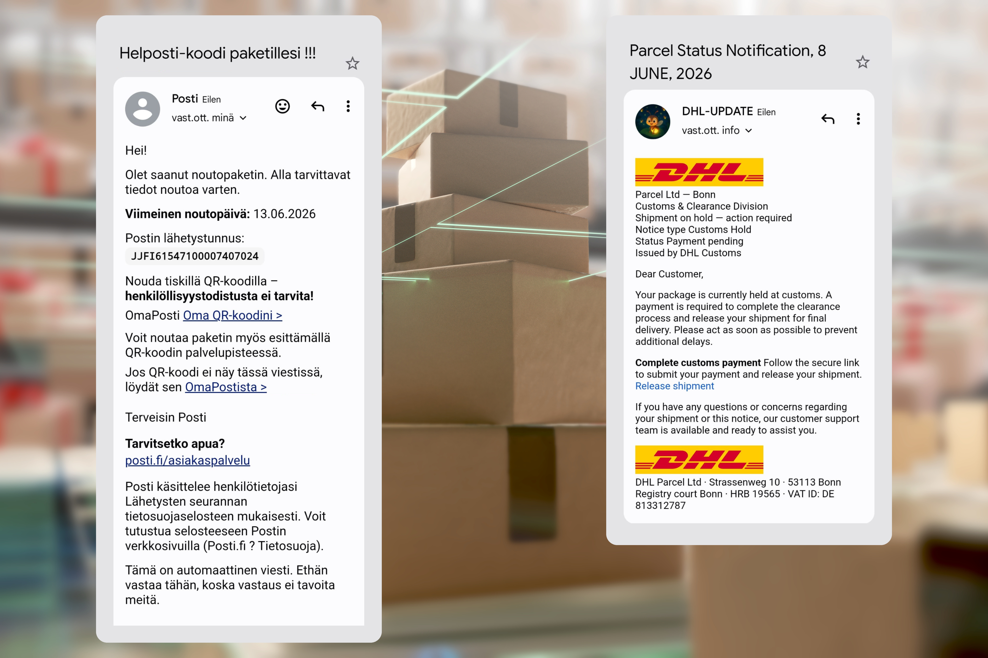 Huijausviestit lisääntyneet tunnettujen kotimaisten palvelujen nimissä