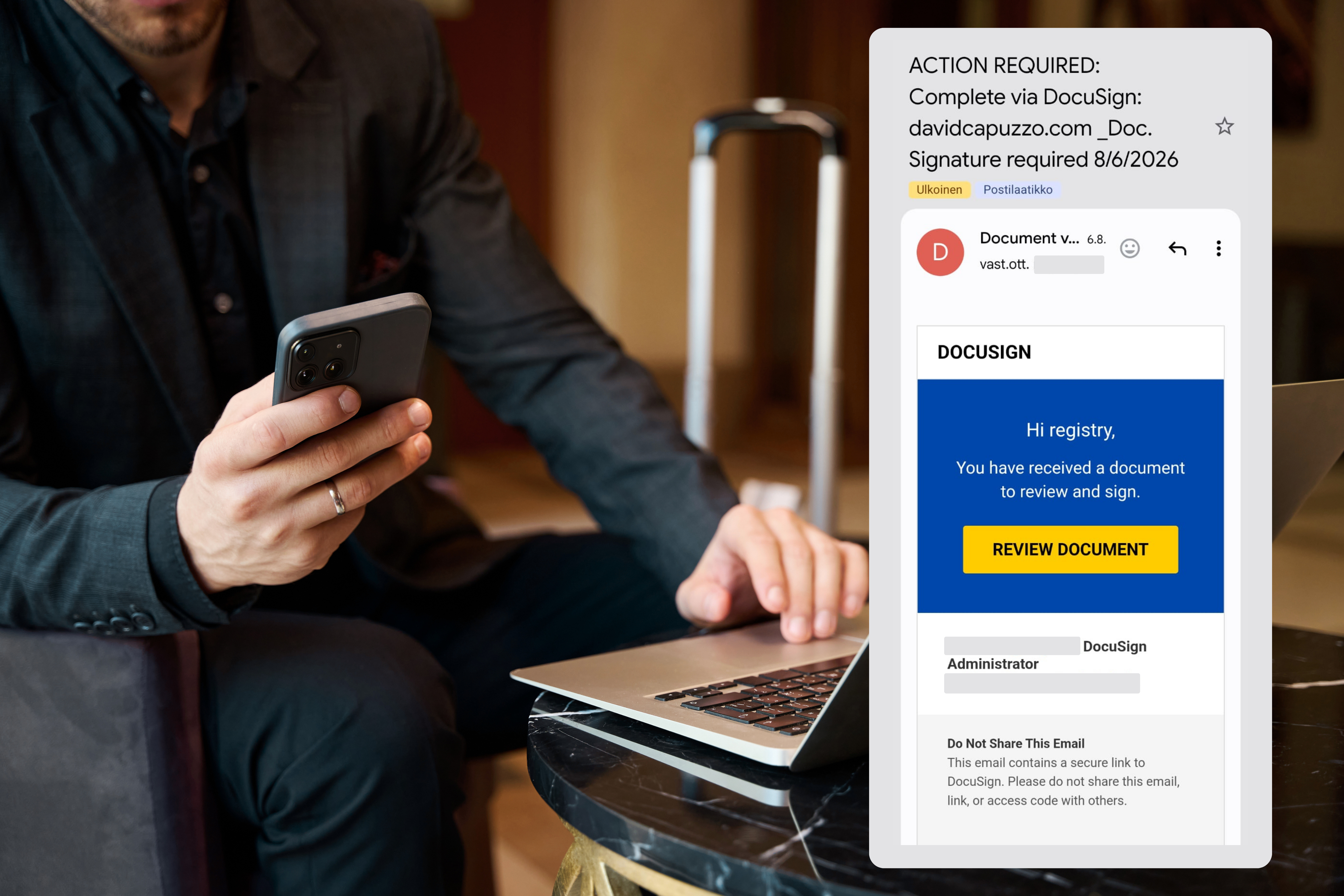DocuSignin nimissä levitetään huijausviestejä