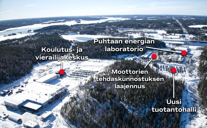 Kuvassa esitettynä uudet investoinnit AGCO Powerin Linnavuoren tehdasalueella.