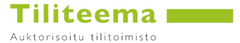 Logo, jossa lukee "Tiliteema Oy, Auktorisoitu tilitoimisto". Teksti on vihreä ja musta.