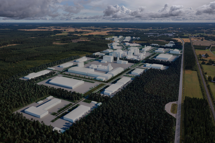 Aronkylän uusi teollisuuspuisto ilmakuvavisualisointi.