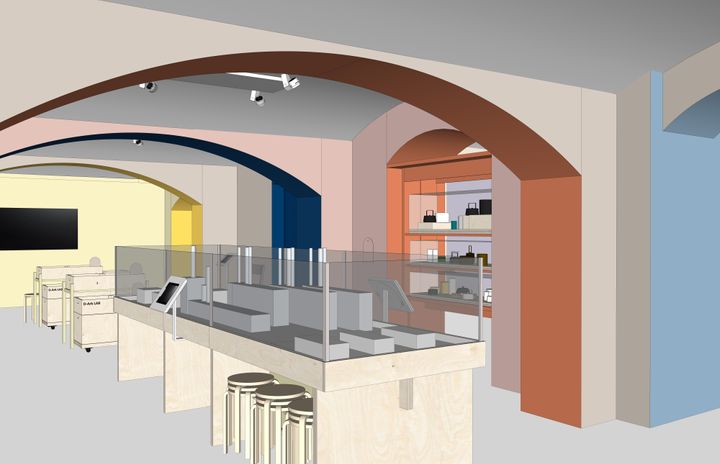 The conceptual modeling of D-Ark Lab by exhibition architect Marjut Alitalo.