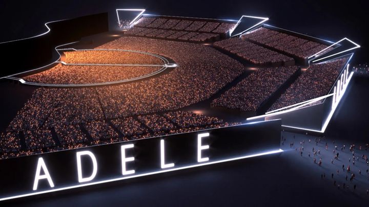 Suunnittelijan näkemys Adelen konserttistadionista.