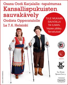 Kansallispukuisten kulkue Oodista Oopperatalle la 7.6.