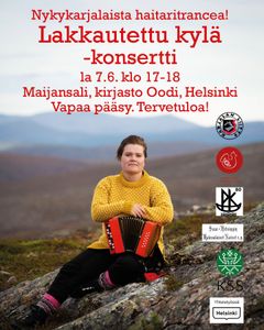 Muusikko Anne-Mari Kivimäen Lakkautettu kylä -konsertti kirjasto Oodissa la 7.6.
