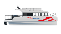 Sähkökäyttöinen yhteysalus FRS Finlandin väreissä