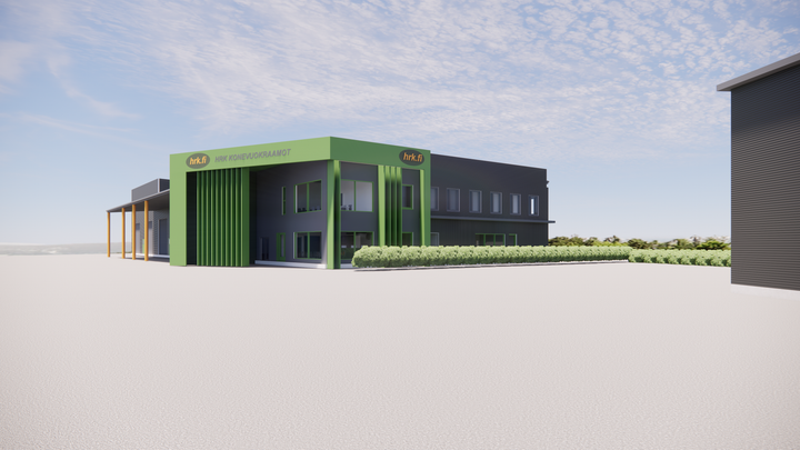 Havainnekuva: HRK-Konevuokraamot Oy:n uudet tuotanto- ja varastotilat Raisiossa