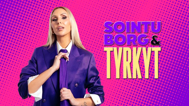 Sointu Borg sarjansa pääkuvassa. Kuvassa myös graafinen teksti.