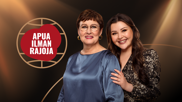 Marjukka Havumäki ja Diandra Flores Apua ilman rajoja -lähetyksen promokuvassa.