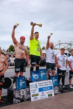 Vuoden 2025 Suomen Vahvin Mies 105 kilon sarjan voitti Antti Uimonen. Kari Savolainen oli toinen ja Mikko Muttonen kolmas.