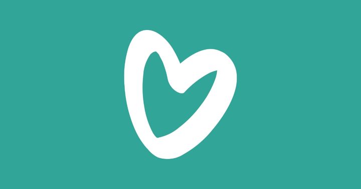 Valkoinen sydämen muotoinen kuvio turkoosilla taustalla.