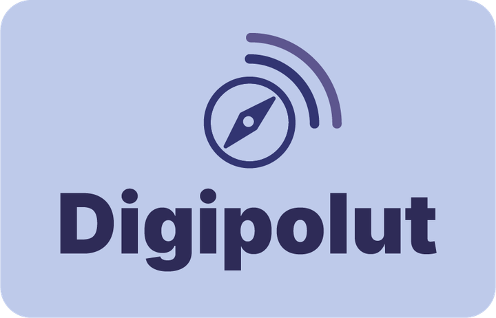 Logo, jossa on kompassi ja teksti "Digipolut".
