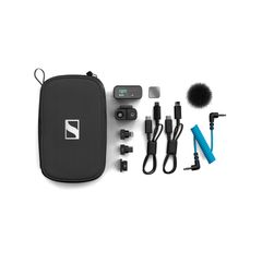 The Profile Wireless 1-channel mic system includes a clip-on mic with mini windshield and magnetic mount, a two-channel receiver, two USB cables, USB-C and Lightning adapters, a camera cable and a shoe mount adapter