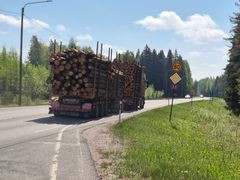 Tukkirekka kesällä valtatiellä 12.