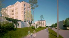 Espoon Asunnot rakennuttaa Espoon Karakallioon 82-asuntoisen kerrostalokohteen, jonka arvioitu valmistuminen on syksyllä 2026. Kuva: ArkOpen Oy
