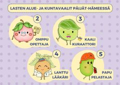 Lasten alue- ja kuntavaaleissa ehdolla on neljä piirroshahmoa.
