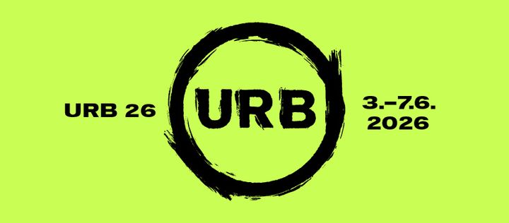 URB-festivaalin logo mustana vihreällä pohjalla.