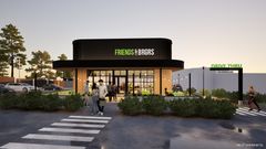 Havainnekuva Lohjalle rakennettavasta Friends & Brgrs ravintolasta