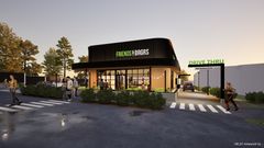 Havainnekuva Lohjalle rakennettavasta Friends & Brgrs ravintolasta