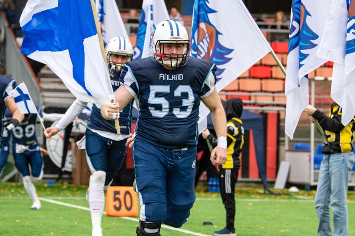 Suomen maajoukkue EM-turnauksessa 2025 (kuvassa Samuli Vehkomäki)