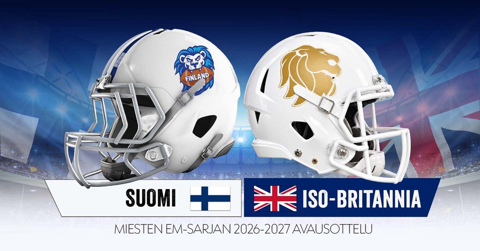Suomi - Iso-Britannia EM-ottelu Myrmäessä 24.10.2026 SAJL