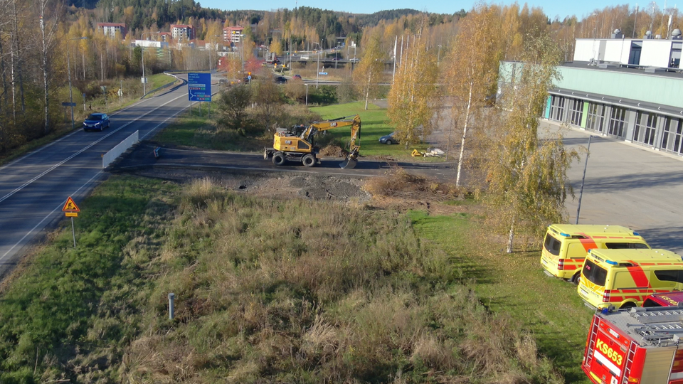Uusi liittymä oli vielä syyslomaviikolla työn alla. Kuva: Keski-Suomen hyvinvointialue