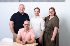 Balanco Oy:n avainhenkilöitä (vas. Antti Voittonen, Mikko Marttunen, Teemu Pihlajaniemi, Karoliina Karjalainen).
