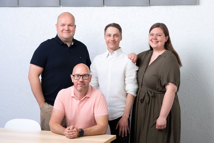 Balanco Oy:n avainhenkilöitä (vas. Antti Voittonen, Mikko Marttunen, Teemu Pihlajaniemi, Karoliina Karjalainen).