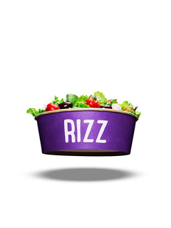 Picadelin purppura kulho, jossa teksti "RIZZ".