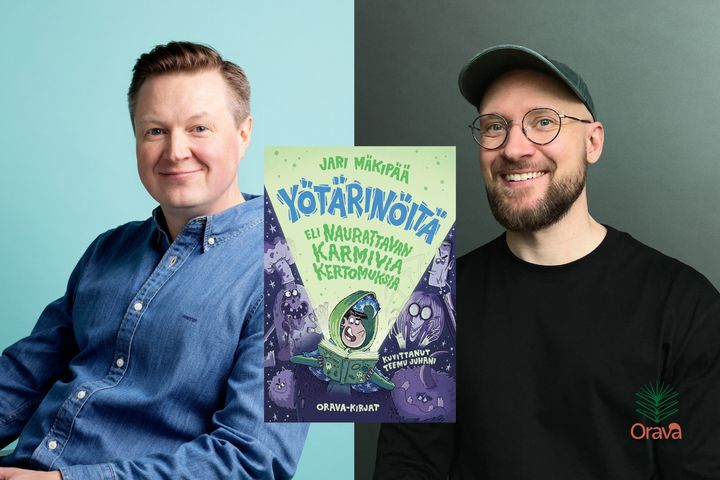Yötärinöitä-kirjan on kirjoittanut Jari Mäkipää (vas.) ja kuvittanut Teemu Juhani.
