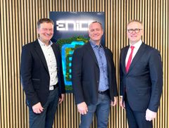 Kuvassa vasemmalta: Lars Platzhoff Executive Vice President Business Unit Cooling Solutions, Marko Lähteenmäki CEO Partner at Enico Oy, Ari Tervo Executive Vice President Region North East Europe
