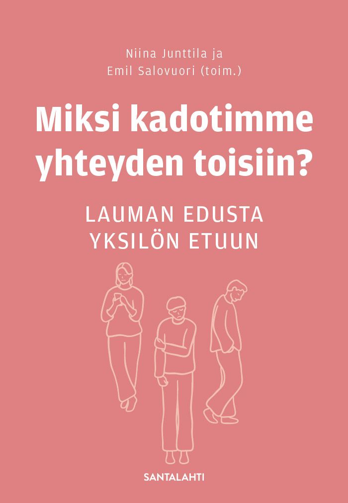 Uutuusteos tarkastelee yhteiskunnan kehitystä yhteisökeskeisyydestä kohti yksilökeskeisyyttä. Syy löytyy yhteiskunnan rakenteista, jotka ohjaavat yhä useammin oman edun tavoitteluun.