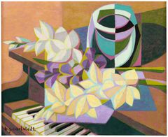 Birger Carlstedtin "Still life with flowers" (1940) on esillä suomalaistaiteilijan näyttelyssä Norjan Kunstsilossa. Kuva: Birger Carlstedt / BONO 2025