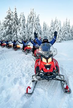 Snowmobiling at Apukka Resort, Rovaniemi, Lapland-Finland