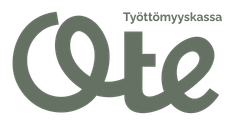 Teksti: "Työttömyyskassa Ote" harmaalla fontilla.