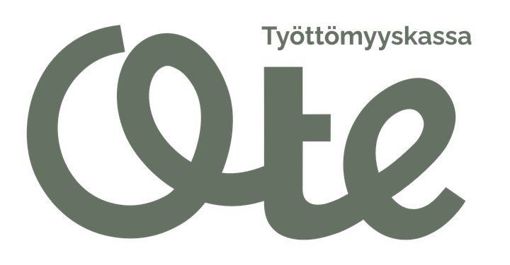 Teksti: "Työttömyyskassa Ote" harmaalla fontilla.