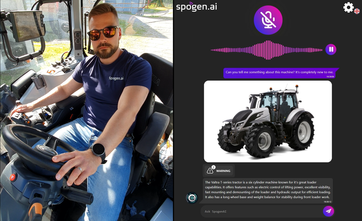 Suomalaisen spogen.ai:n Smart Assistant tuo ääniavusteisen tekoälyn raskaan kaluston ohjaamoon