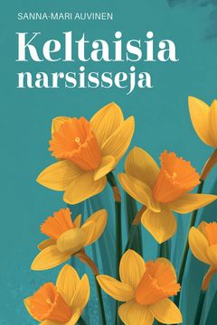 Keltaisia narsisseja turkoosilla taustalla.