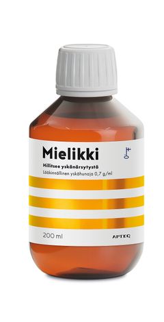 Lasten yskän hoitoon suunniteltu Mielikki Yskähunaja pohjautuu Käypä hoito -suosituksen mukaiseen määrään hunajaa.