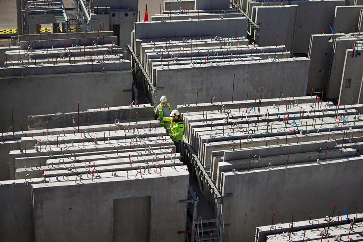 Kuvituskuva seinäelementtitehtaan tuotevarastosta