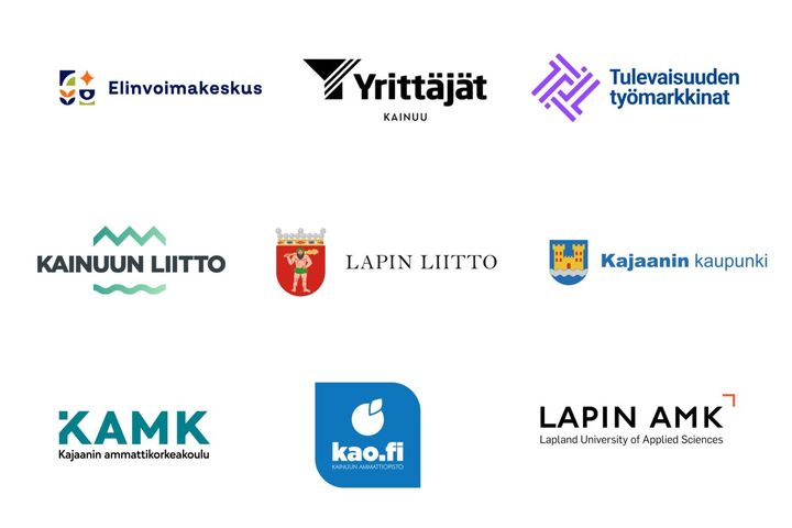 Logot%3A%20elinvoimakeskus%2C%20Kainuun%20yritt%E4j%E4t%2C%20Tulevaisuuden%20ty%F6markkinat%2C%20Kainuun%20liitto%2C%20Lapin%20liitto%2C%20Kajaanin%20kaupunki%2C%20Kainuun%20ammattikorkeakoulu%20%28KAMK%29%2C%20Kainuun%20ammattiopisto%20ja%20Lapin%20ammattikorkeakoulu.