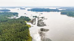 Evijärven rantaa ilmasta kuvattuna.