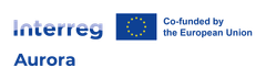 Interreg Aurora -ohjelman logo, jossa on ohjelman nimi, EU:n lippu sekä englanniksi Co-funded by the European Union.
