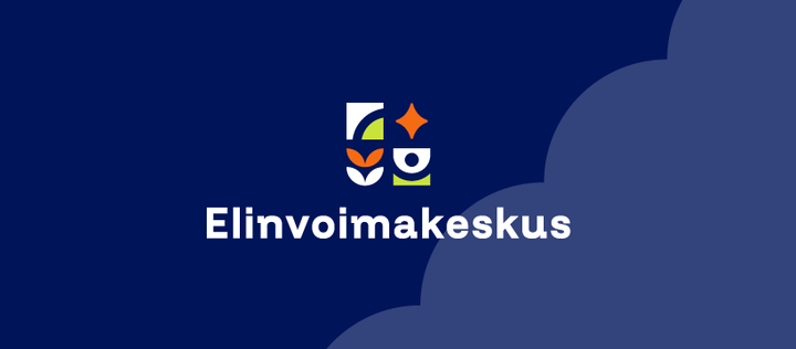 Elinvoimakeskus logo sinisellä taustalla.