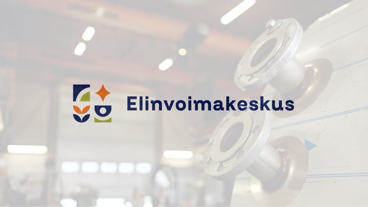Elinvoimakeskus logo vaalean kuvitustaustan päällä.