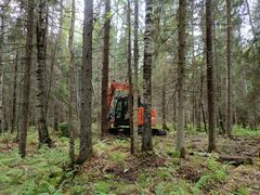 Kaivinkone työssään Vuorijärvensuolla. Kuva: Vesa Kontio