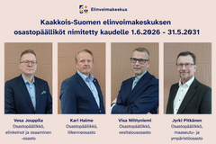 Alt-teksti: Neljä miestä nimetty Kaakkois-Suomen elinvoimakeskuksen osastopäälliköiksi kaudelle 2026–2031. Tekstissä heidän osastonsa nimet.