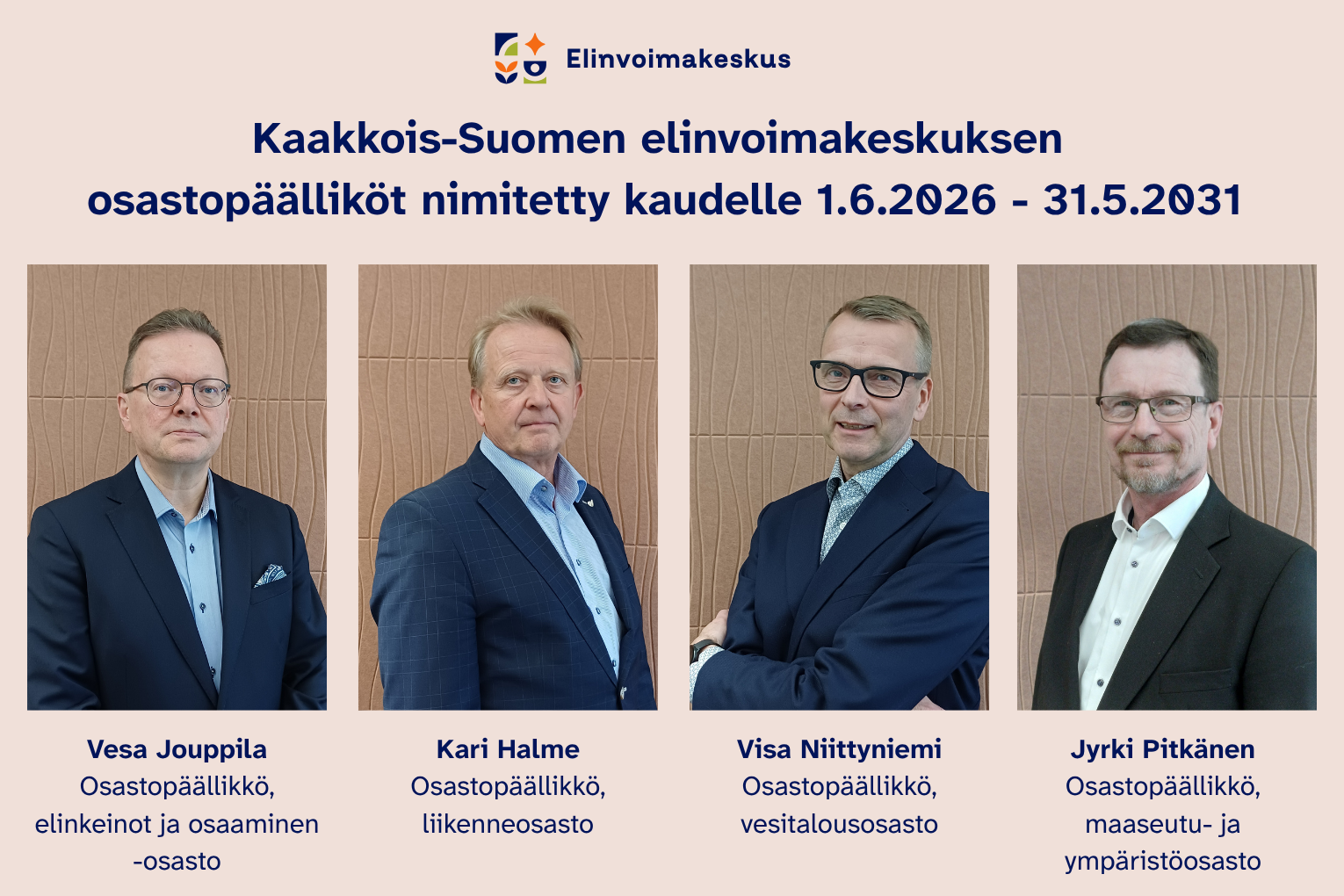 Kaakkois-Suomen elinvoimakeskuksen osastopäälliköt on valittu